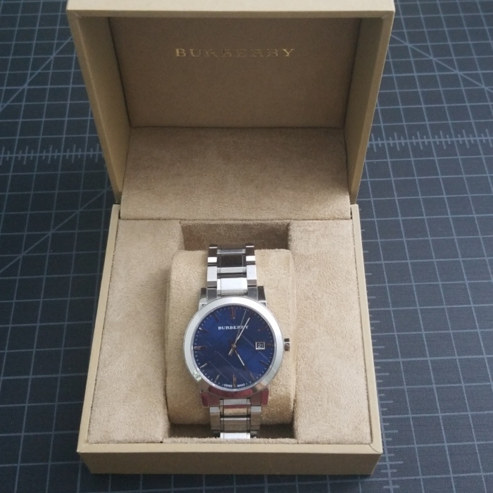 Burberry Embossed Blue Dial Stainless Steel watch